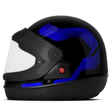 Imagem de Capacete Moto Fechado Integral Masculino Feminino Automático Pro Tork Sport Moto 788 viseira Cristal Transparente (60,PRETO - AZUL)