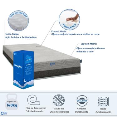 Imagem de Colchão Umaflex Fit Visco Enrolado na caixa Solteiro 88x188x25