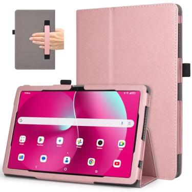 Imagem de RSAquar Capa para 10,1 polegadas REVVL Tab 2 (modelo: 9185W, versão 2025) com alça para caneta, capa leve dobrável com alça de mão para tablet Revvl Tab 2, ouro rosa