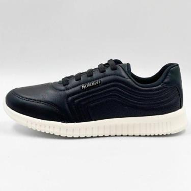 Imagem de Tênis Kolosh Casual com Cadarço Elástico Feminino, 36, Preto