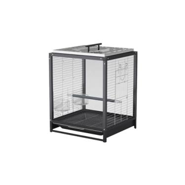 Imagem de Gaiola de pássaro de metal gaiola preta de exibição de nível único para uso doméstico gaiola de papagaio para papagaios, canários, periquitos, periquitos, periquitos, tentilhões. Gaiola de voo