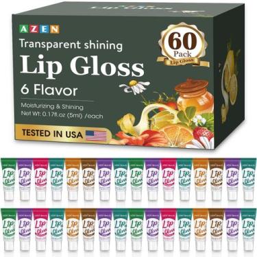 Imagem de Conjunto de brilho labial AZEN, pacote 60, hidratante com vitamina E
