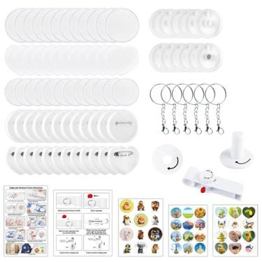 Imagem de Domigard Pacote com 36 pinos de botão transparentes, inclui emblemas circulares de 30,5 x 5,5 cm, 12 emblemas de coração, chaveiro de 15,2 x 3,5 cm e 6 x 1,37 adesivos de geladeira, pinos de botão de
