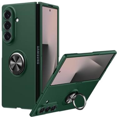Imagem de JUNAUTTB Capa para Samsung Galaxy Z Fold7 com anel, capa protetora rígida de PC, para Galaxy Z fold7 5g função de suporte, proteção de lente da câmera, simples durável slim fit verde JUS07-45