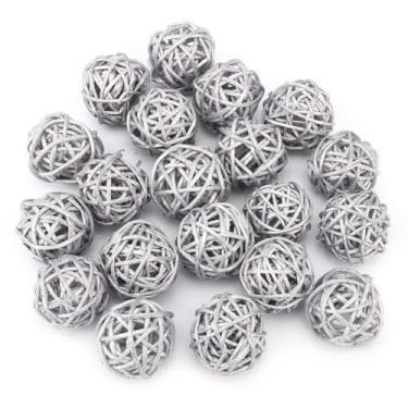 Imagem de Zerodis 20pcs Decorative Rattan Balls, Bolas de Vime Cheio de Vaso Orbs para Artesanato, Decoração de Mesa de Casamento, Verde/prata, Com Decoração de Bricolage, de Festa (Branco)