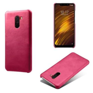 Imagem de Capa para Xiaomi Pocophone F1,Proteção contra quedas,Casca de volta de cor sólida simples,Design de couro de imitação de plástico-Rose