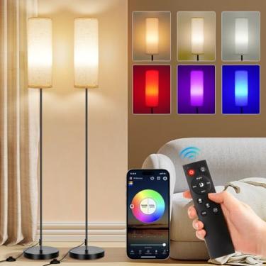 Imagem de FRIDEKO HOME Pacote Com 2 Luminárias De Chão Frideko Para Sala De Estar, Cores Reguláveis, Temperatura E Brilho, Luminária De Chão Moderna Com Controle Remoto, Luminárias Altas De Pé Para Sala De Es