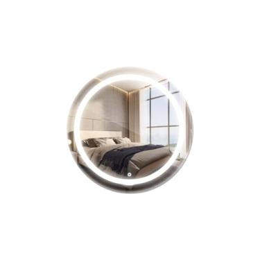 Imagem de Espelho Redondo Jateado Com Led 90x90 Luxo Banheiro Salão Closet Penteadeira (Frio)