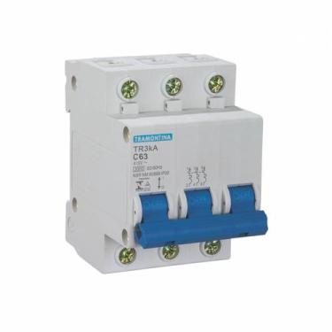 Imagem de Disjuntor Tripolar 63A 3Ka Curva C Din Mini Tramontina - LCG ELETRO