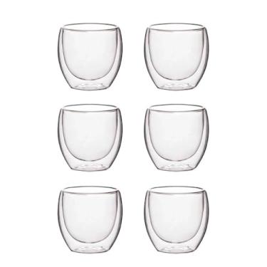 Imagem de Conjunto De Copos De Vidro Com Parede Dupla - Café, Chá, Sumo(Jogo 6 copos,80 ml)