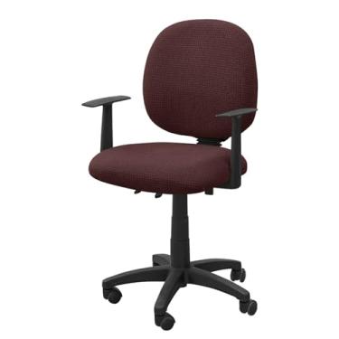 Imagem de Lzyjckh Capa para Cadeira de Escritório e Computador Capa Elástica Elástica 2 Peças Capas Elásticas Universais para Assento de Cadeira de Mesa Protetor de Móveis para Escritório e Casa,Dark red
