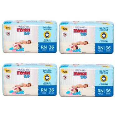 Imagem de KIT 4 Pacotes Fralda Turma da Mônica Jumbo P M G XG XXG, RN - 36UN