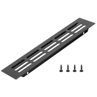 Imagem de PATIKIL Tampa de saída de ar da porta, 20 x 4 cm (dimensões externas), grade de ventilação com venezianas de alumínio, ventilação retangular com parafusos de montagem para armário de sapatos, preto