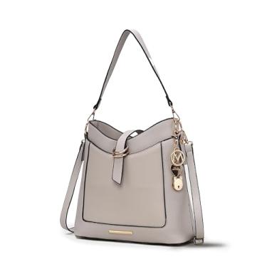 Imagem de MKF Collection Bolsa tiracolo feminina de couro vegano, bolsa carteiro, bolsa de ombro da Mia K, Cinza Genebra