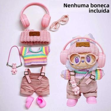 Imagem de Macacão De Tecido Rosa Labubu Para Bebês De 15cm-17cm, Acompanhado De 