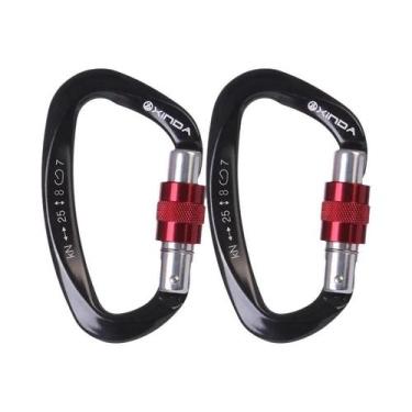 Imagem de Mosquetão Profissional Tipo D 25KN Com Trava De Rosca Em Liga De Alumí