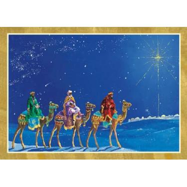 Imagem de Caspari Cartões de Natal embalados, três reis e estrela - 16 cartões pequenos (103107)