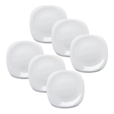 Imagem de Conjunto De Seis Pratos Quadrados Rasos De Vidro Fosco Branco Para A Sala De Jantar, Conjunto De LouçAs De 26 Cm