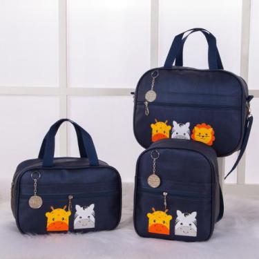 Imagem de Kit de Bolsas Maternidade Savana Marinha 3 pçs - Gaby Baby enxovais