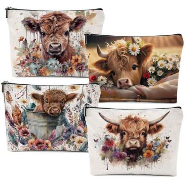 Imagem de Bolsa de maquiagem XFN Cow Print para mulheres, fazendeiras e meninas,