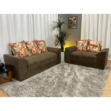 Imagem de Sofá 2 e 3 Lugares Marrom com Floral 603/66 Porto - Alpoim