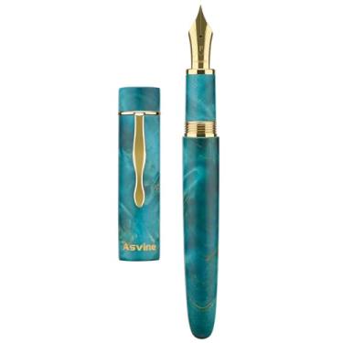 Imagem de Asvine Caneta-tinteiro de madeira estabilizada C2000 número 8 ponta de ponta 1,1 mm caligrafia desenho artístico caneta padrão exclusivo com conversor conjunto de caixa de caneta - Oasis