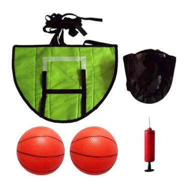 Imagem de kowaku Mini cesta de basquete para trampolim com gabinete rack de basquete resistente para dunking fácil de instalar acessórios de trampolim, com 2 bolas
