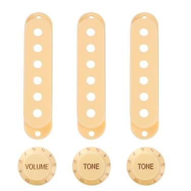 Imagem de Banworks Capas de captador SSS de bobina única 52,5/52,5/52,5 mm SSS 24 estrias 2T1V Conjunto de botões de controle de tom de volume para guitarras elétricas Fender Stratocaster Strat ST JT/XNTZ-04