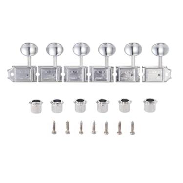 Imagem de KAISH Afinadores Pure Vintage Tuning Machines, cavilhas, teclas de afinação de guitarra com haste dividida para Strat/Tele/Jaguar, puxador oval de metal cromado para canhotos