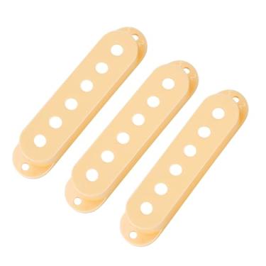 Imagem de Banworks Conjunto de capas de captador SSS de 52 mm/52 mm/52 mm de plástico para guitarras elétricas vintage Stratocaster estilo ST SQ, pacote com 3 JT/SYQG-13 creme