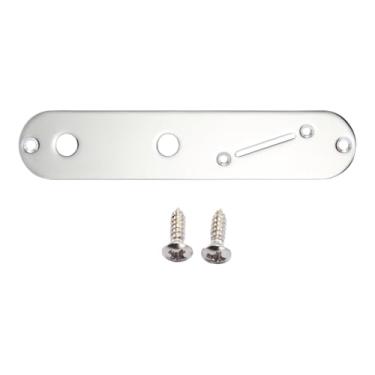 Imagem de KAISH Placa de controle inclinada de metal de 32 mm de largura com orifício de interruptor angular para guitarra cromada Telecaster