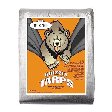 Imagem de B-Air, Grizzly Tarp, 20 x 25, lona impermeável para serviço pesado multiuso, trama de 35,5 x 35,5 cm, prata