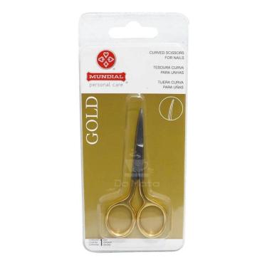 Imagem de Tesoura Tesourinha Ponta Curva Gold Unhas Cílios Sobrancelha
