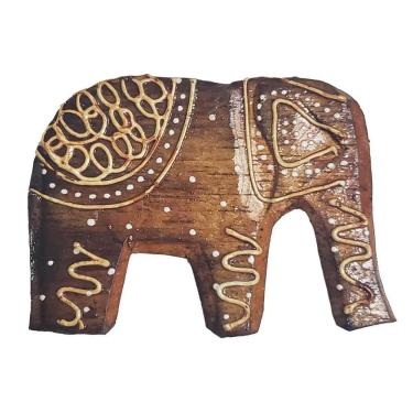 Imagem de Imã Pintado De Madeira Balsa Elefante Tromba Pra Baixo