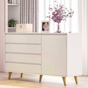 Imagem de Cômoda Infantil 4 Gavetas Com Fraldário Gran Lorena Branco Fosco Carolina Baby