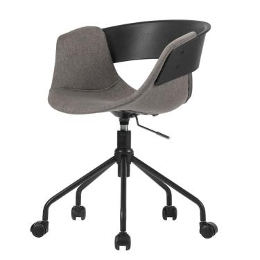 Imagem de Cadeira ANM6711S Turim Nicole Anima Office PP Preto Revestida Tecido Cinza Escuro Base Rodízio Preto