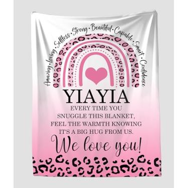 Imagem de Yiayia Cobertor We Love You Pink Leopard - Presentes de cobertor respeitoso e amoroso para Yiayia no dia das mães, aniversário, feriado - Manta macia e aconchegante 127 x 152 centímetros