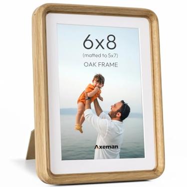 Imagem de Moldura de madeira maciça de carvalho natural 15 x 20 cm da CA-USA com vidro temperado, moldura de madeira feita à mão, 15 x 20 cm, com bordas afiadas e cantos arredondados, suporte de mesa ou parede