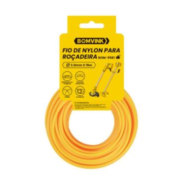 Imagem de Fio de Nylon para Roçadeira, 3mm x 15m, Linha para Aparador de Grama, Amarelo, Bomvink