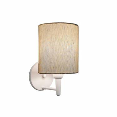 Imagem de Arandela Cilíndrica Md-2009 Base Branca Cúpula Em Tecido 14x15cm Linho Bege - Bivolt