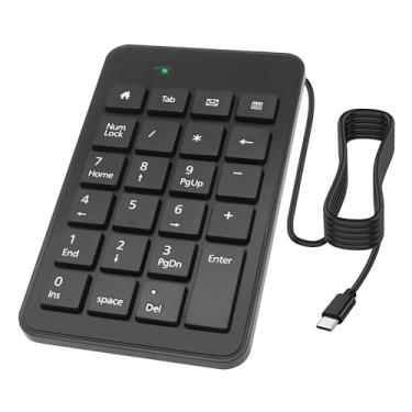 Imagem de XMSJSIY Teclado numérico USB tipo C, com fio, 23 teclas, tipo C, teclado numérico com aba, casa, e-mail e calculadora para laptop, PC, desktop, computador, notebook - 1 peça