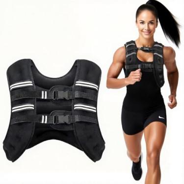 Imagem de HUAYA Colete ponderado para mulheres e homens, ajustável 3,6 kg/5,4 kg/7,3 kg/9 kg – Colete refletivo para corrida, caminhada, treinamento de força, corrida e treino – Coletes femininos com peso para