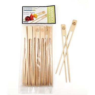 Imagem de Espetos duplos de bambu natural, 23 cm, 25 peças