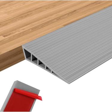 Imagem de EaseThrift Rampas De 1" Com Soleira Elevação, Faixa Transição Piso 40'' Em L, Para Cadeiras Rodas Portas, Tiras Redutoras Portas Borda, Degraus Residenciais (Cinza)