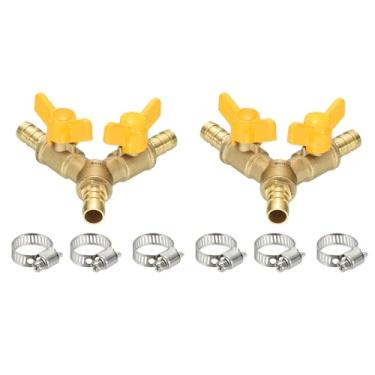 Imagem de PATIKIL Válvula esférica de desligamento de 3 vias, 4/22.9 cm em forma de Y, mangueira de jardim de 3 vias, divisor de farpa, linha de pulverizador, peças de válvula de mangueira de arrefecimento com