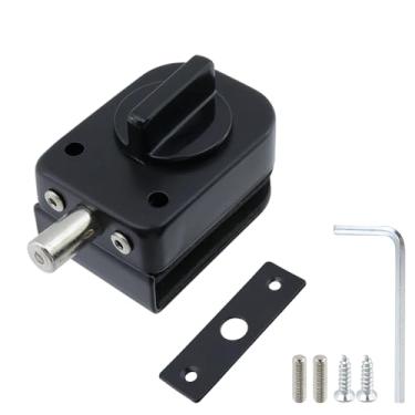 Imagem de Geesatis Trava de piso de porta de vidro sem moldura, trava de parafuso de aterramento, sem perfuração, aço inoxidável 304, para porta deslizante/push pull de 3/8-1/5.1 cm (10-12 mm), 2,4 × 4,6 cm