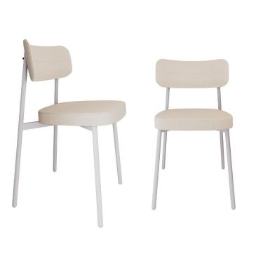 Imagem de Conjunto 2 Cadeiras De Jantar Alloa Corriente Palha Estrutura Branca