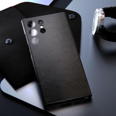 Imagem de Capa de couro para Samsung Galaxy S23 S22 Ultra Plus, capa de luxo à prova de choque, proteção completa para S23ultra S22ultra (para S23Plus/preto)