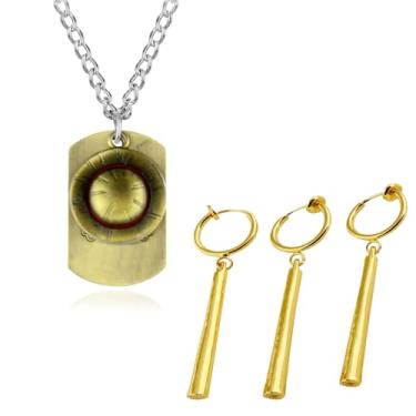 Imagem de UoYu 4 peças One P. Luffy Jewelry Colar com pingente de esqueleto Roronoa Zoro brincos clipe fashion anime para fãs fantasia cosplay, Zinco, Sem Pedra Preciosa