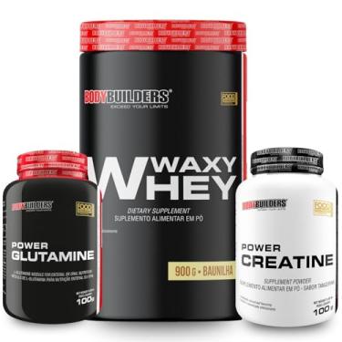 Imagem de Kit Waxy Whey 900g + Power Creatine 100g + Power Glutamine 100g - Bodybuilders (Médio, Baunilha)
